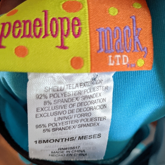 Blue heart print one piece swimsuit/bathing suit - Picture 3 of 3